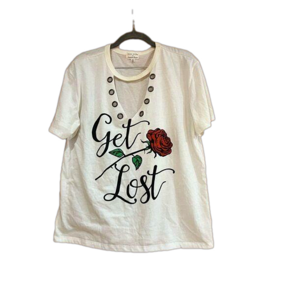 Get lost love tribe v neck shirt with rose